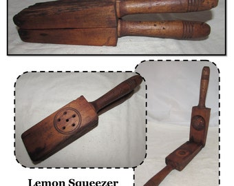 Antique Handheld Wooden Lemon Lime Squeezer Juicer