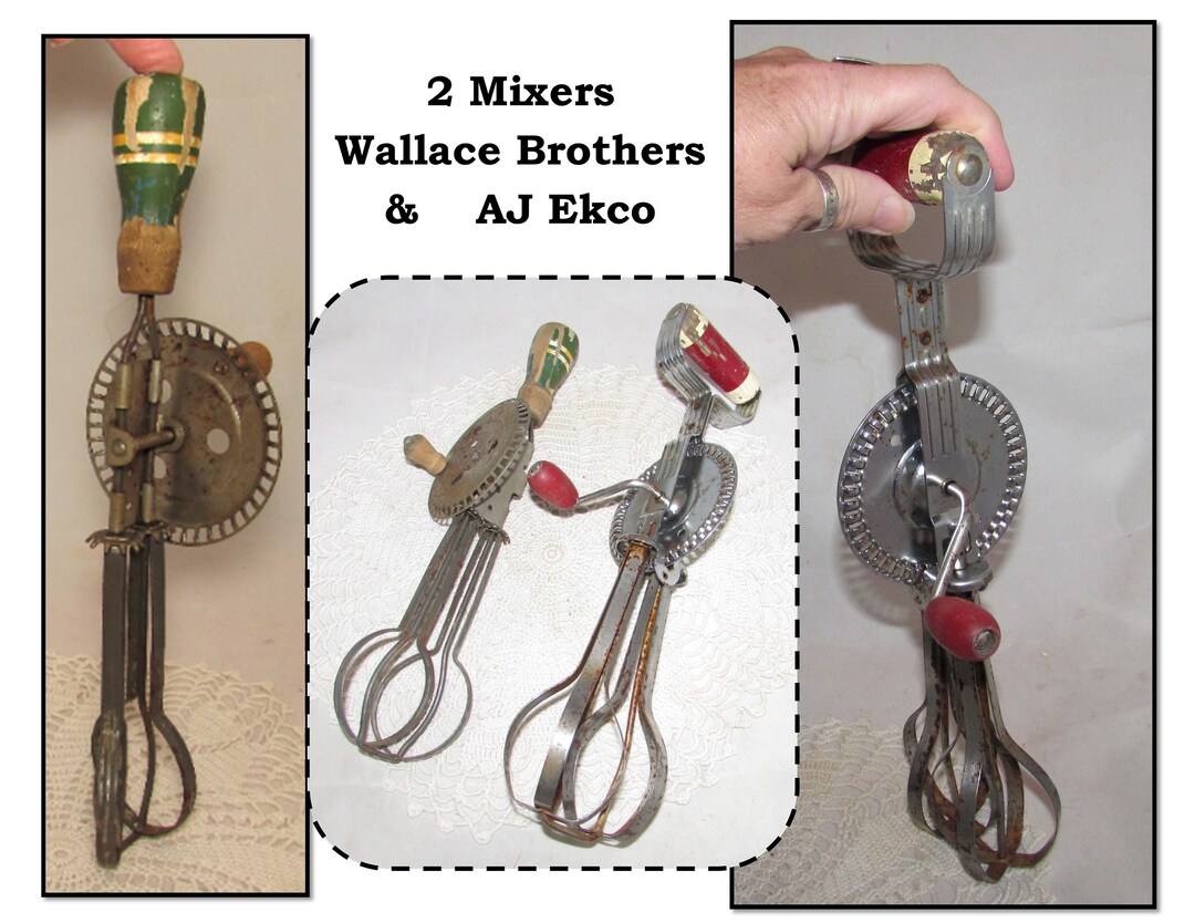 2 Vintage Manual Hand Mixers WB Wallace Brothers & AJ Ekco Etsy