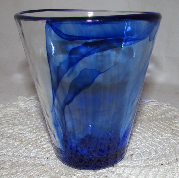 Vintage Bormioli Rocco Heavy Blue Drinking Glass, Italy - Etsy
