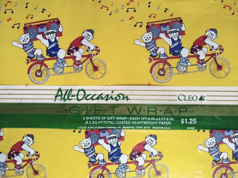 Happy Harbor Frogs /& Bugs Cottontail Christmas Rabbits Bicycling Bears Vintage Gift Wrapping Paper Current LOT of 4 Packages Gibson