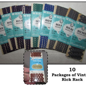10 - Vintage Unused Sealed Packages of Rick Rack by Wrights