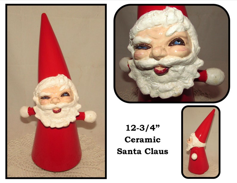 1958 Vintage Large Ceramic Santa Claus Figurine Christmas Holiday Decoration Italy