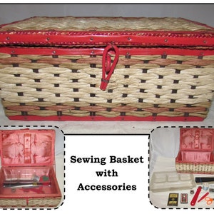 Vintage Sewing Basket | Large Amish Sewing Box w/Organizer Tray