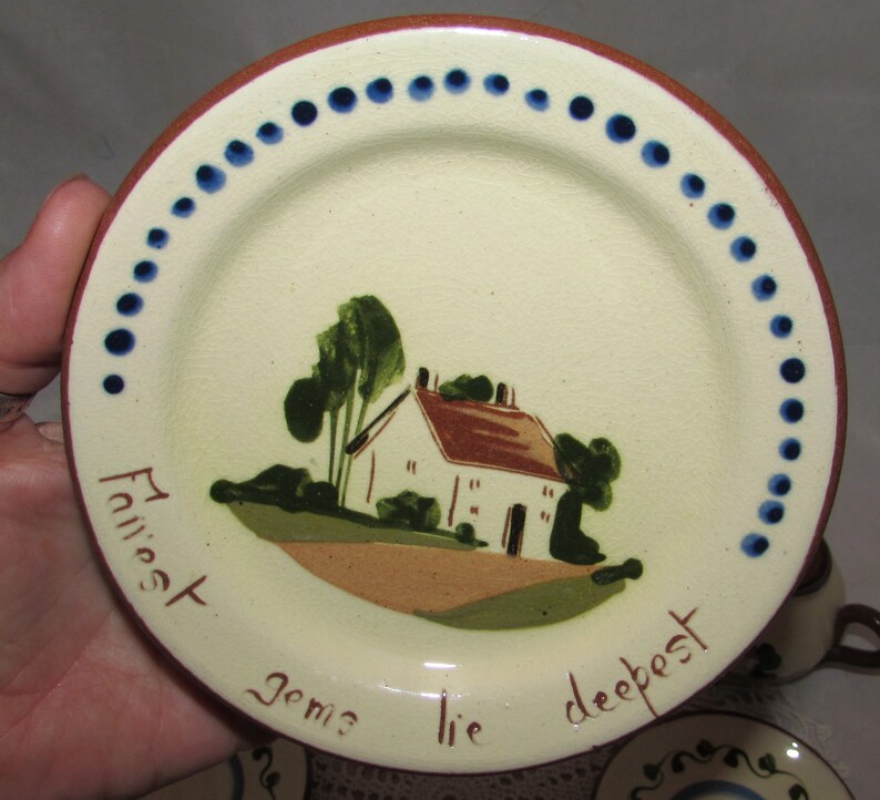 2 Vintage Small Mottoware Torquay Plates by Watcombe Pottery