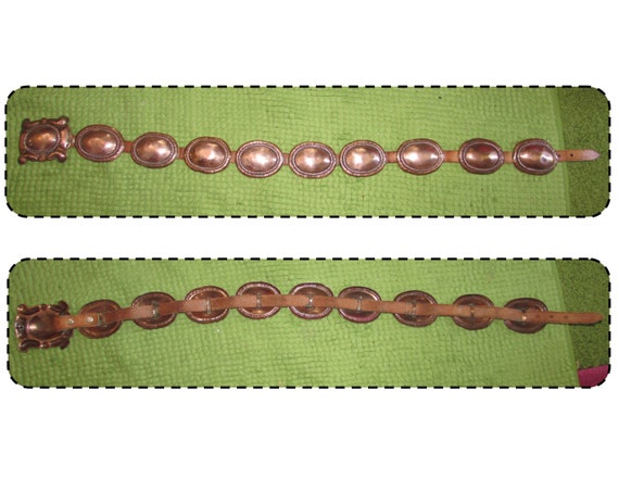 Lovely Vintage Copper Concho Leather Belt with Pe… - image 7