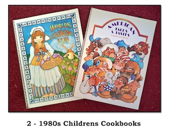 2 - Vintage Childrens Cookbooks by Miriam B Loo - Worlds of Cooking Fun & American Tales and Tastes