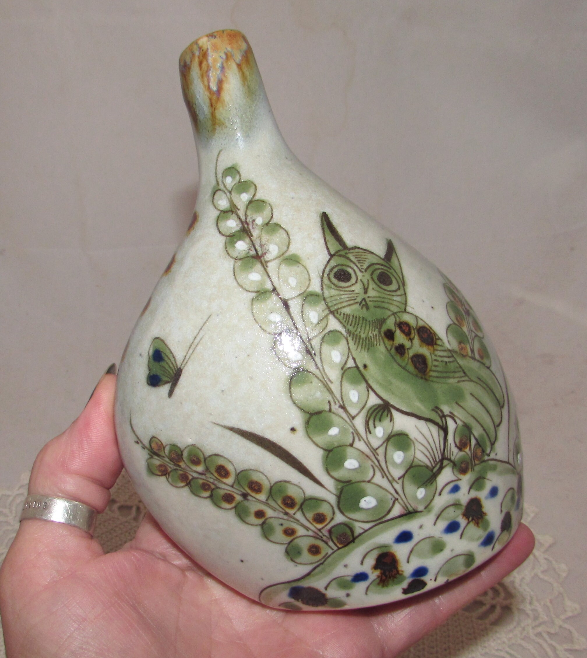 Vintage Mexico Pottery Kidney Bean Shaped Bud Vase El Etsy