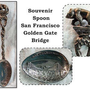 Vintage Souvenir Silver Spoon with Bear, San Francisco Golden Gate Bridge
