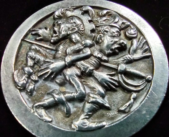 Vintage Silver Tone Metal Coin Medallion Pendant,… - image 5