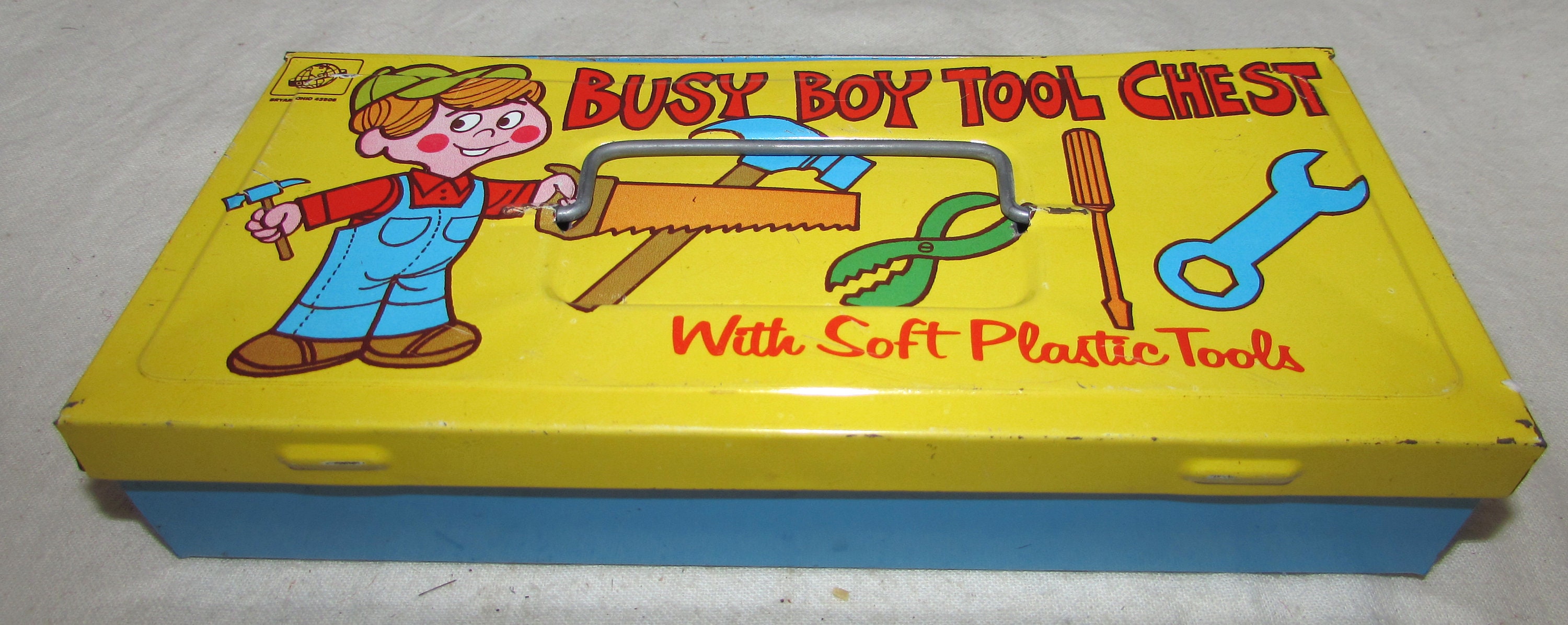 EMPTY - Vintage Metal Busy Boy Toy Chest Box by Ohio Art - Etsy