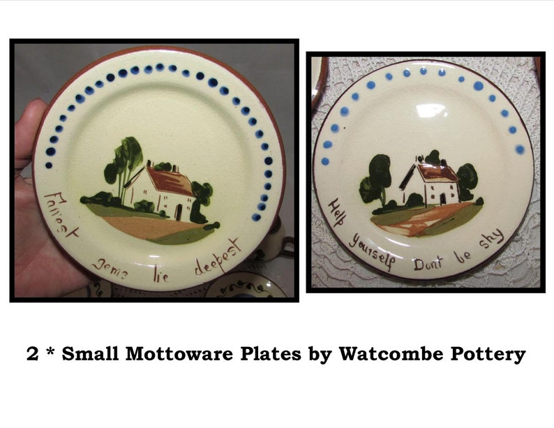 2 Vintage Small Mottoware Torquay Plates by Watcombe Pottery