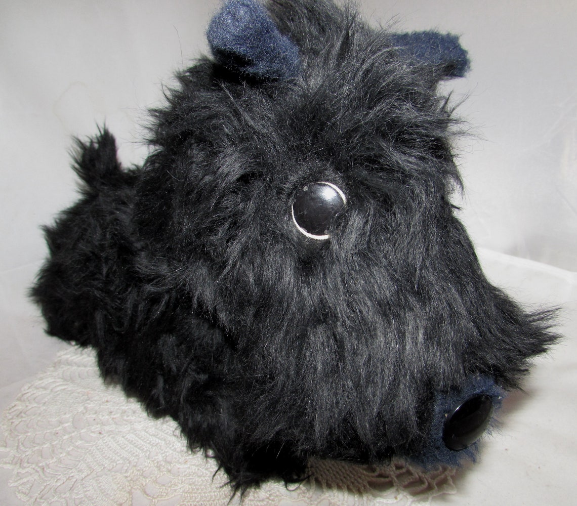 Vintage Stuffed Black Scottish Terrier, Scottie Dog Plush Toy by Animal ...