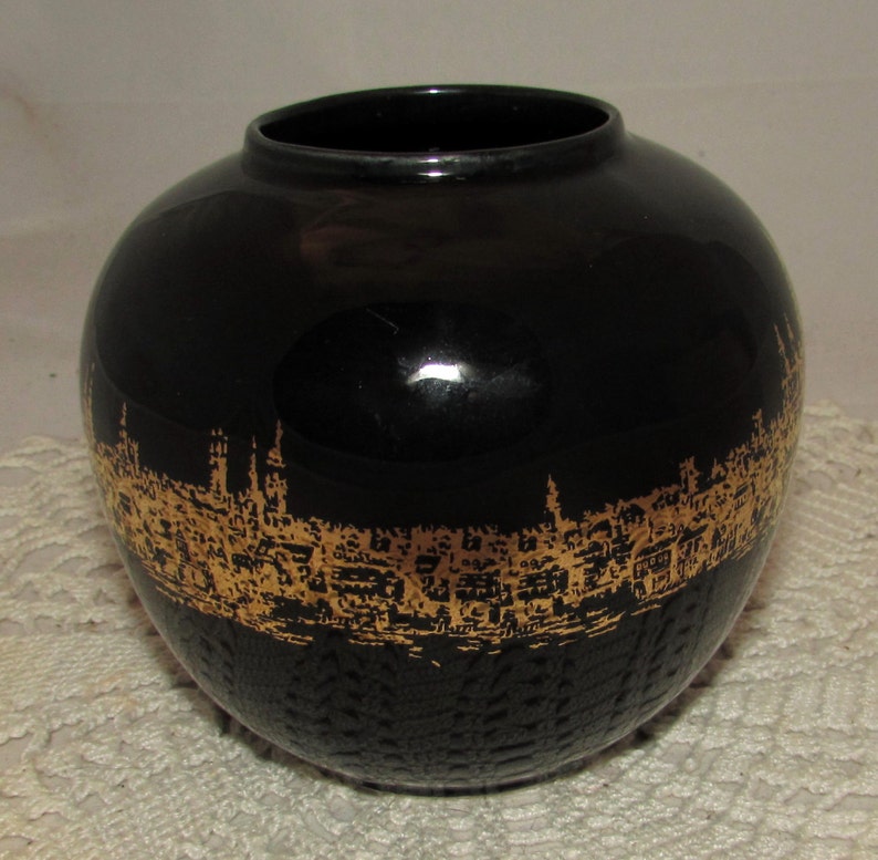 Vintage Black Ceramic Vase by Shorter & Sons Ltd of England Etsy