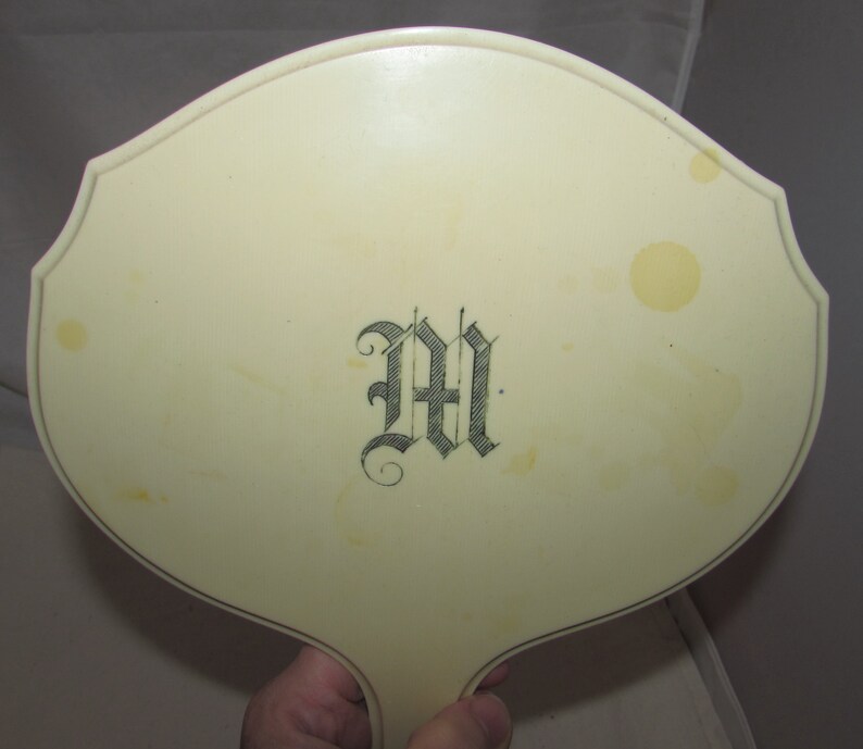 Pyralin Design Antique Celluloid Hand Mirror With Beveled Glass, Pyralin by Du Barry ...
