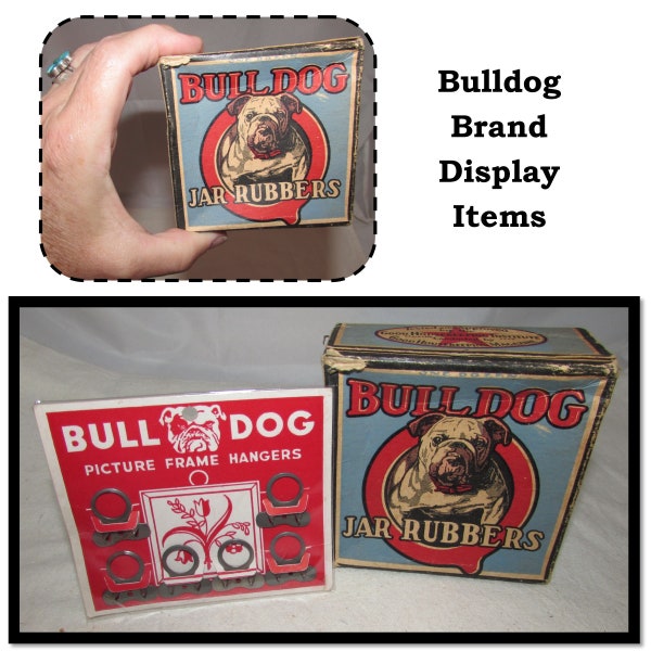 Vintage Bulldog Brand LOT -  Picture Frame Hangers & Canning Jar Rubbers