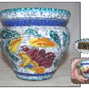 Vintage Italian Pottery Planter Bowl, Made in Italy, Flowers