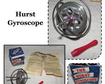 Vintage Hurst Gyroscope Spinning Toy Top with Box & Instructions by Chandler Mfg