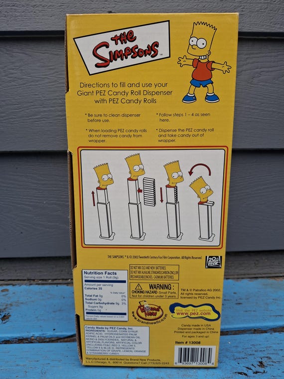 Vintage 2002 Giant Talking Bart Simpson PEZ Dispenser in Original