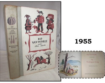Vintage 1955 Hardcover Childrens Book, Rip Van Winkle and other stories by Washington Irving, Illustrated