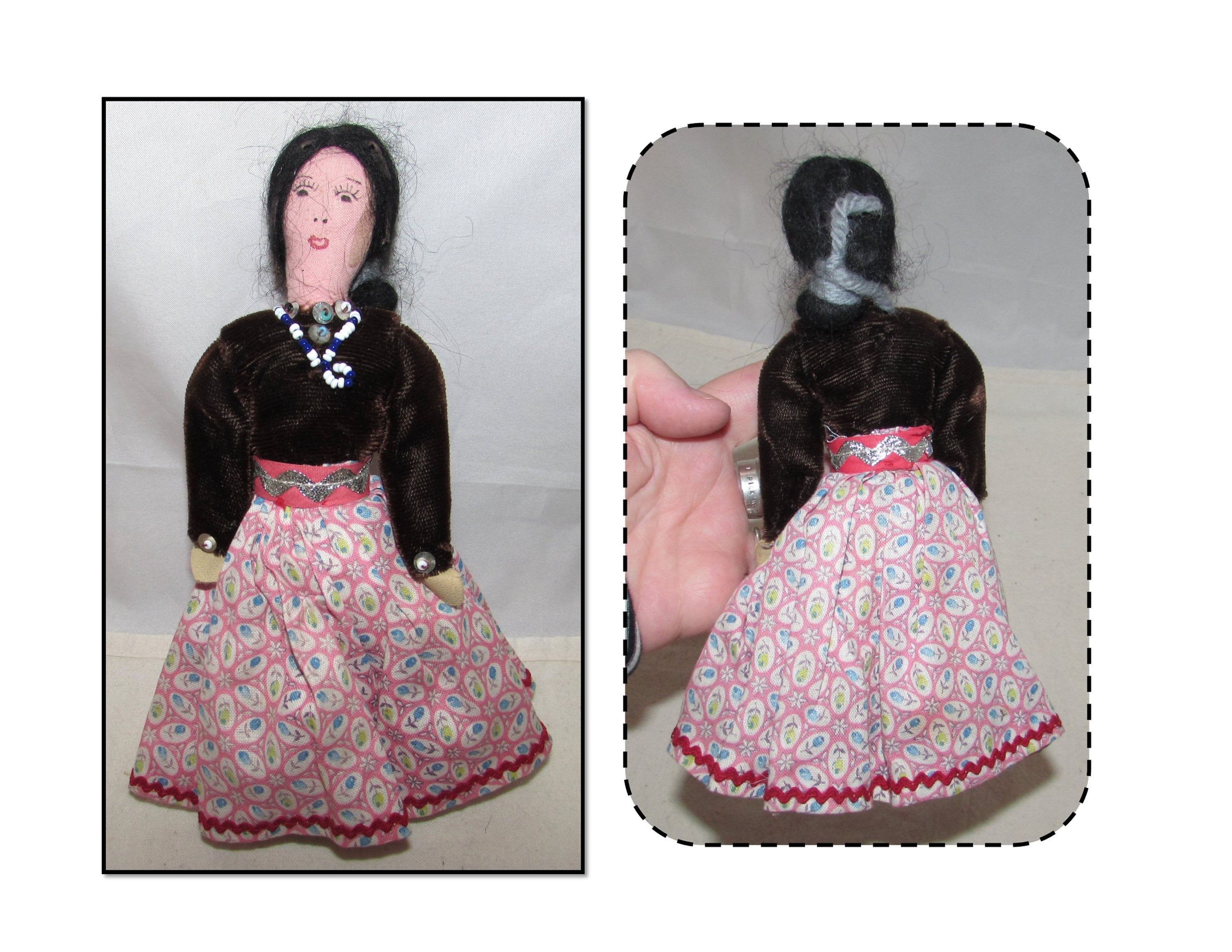 Vintage 14 Native American Indian Doll w/ Handmade crochet Dress, underwear  (ew