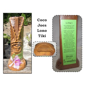 Vintage Coco Joe's Hapa Wood Lono Tiki God Figurine, Souvenir from Hawaii, Hawaiiana,