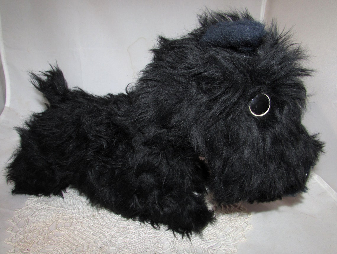 Vintage Stuffed Black Scottish Terrier, Scottie Dog Plush Toy by Animal ...