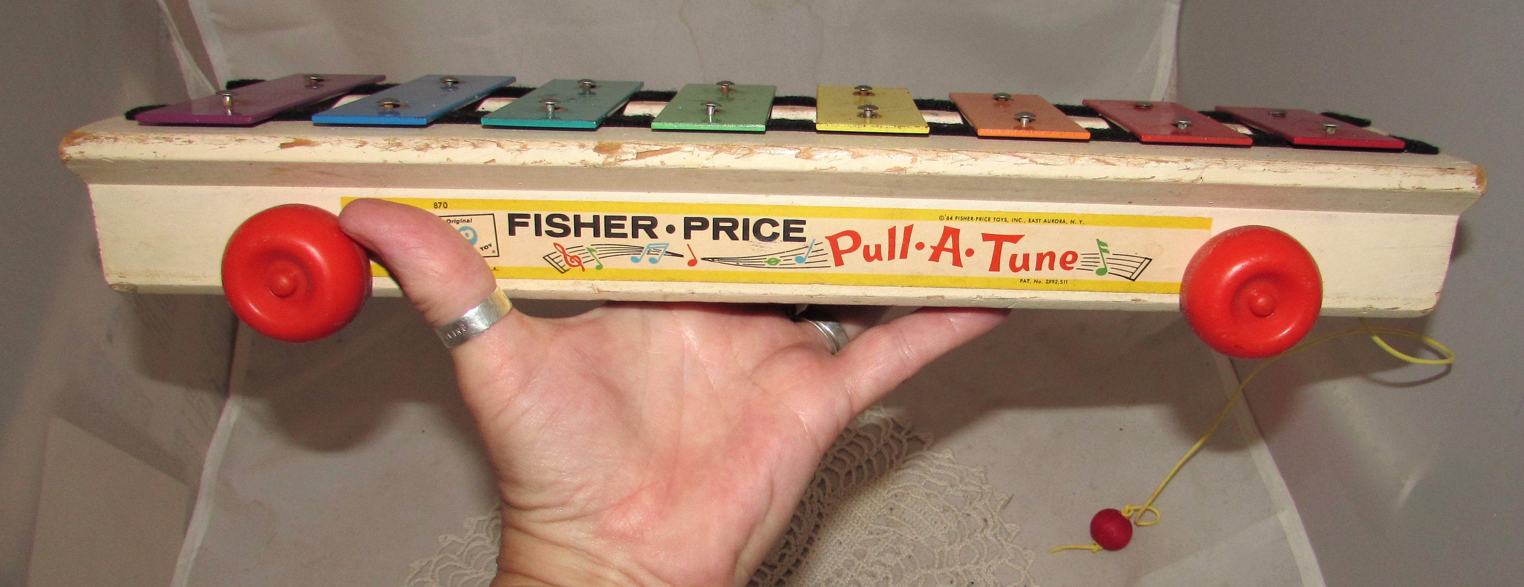 Vintage 1964 Fisher Price Musical Xylophone Pull Toy Pull A Tune