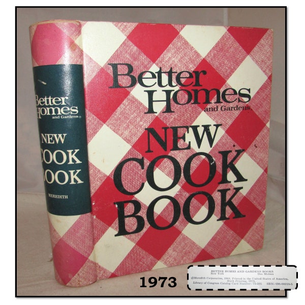 Vintage 1973 Hardcover Ringed Binder CookBook, Better Homes and Gardens New Cook Book, 6th Printing