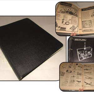 Puede incluir: Un archivador negro con ribete dorado, probablemente un cat&aacute;logo, se muestra con varias p&aacute;ginas abiertas que muestran diagramas y texto. Las p&aacute;ginas presentan el texto "ACE D/K, Inc." y "ACE ELECTRONIC KITS". El cat&aacute;logo parece ser para kits electr&oacute;nicos.