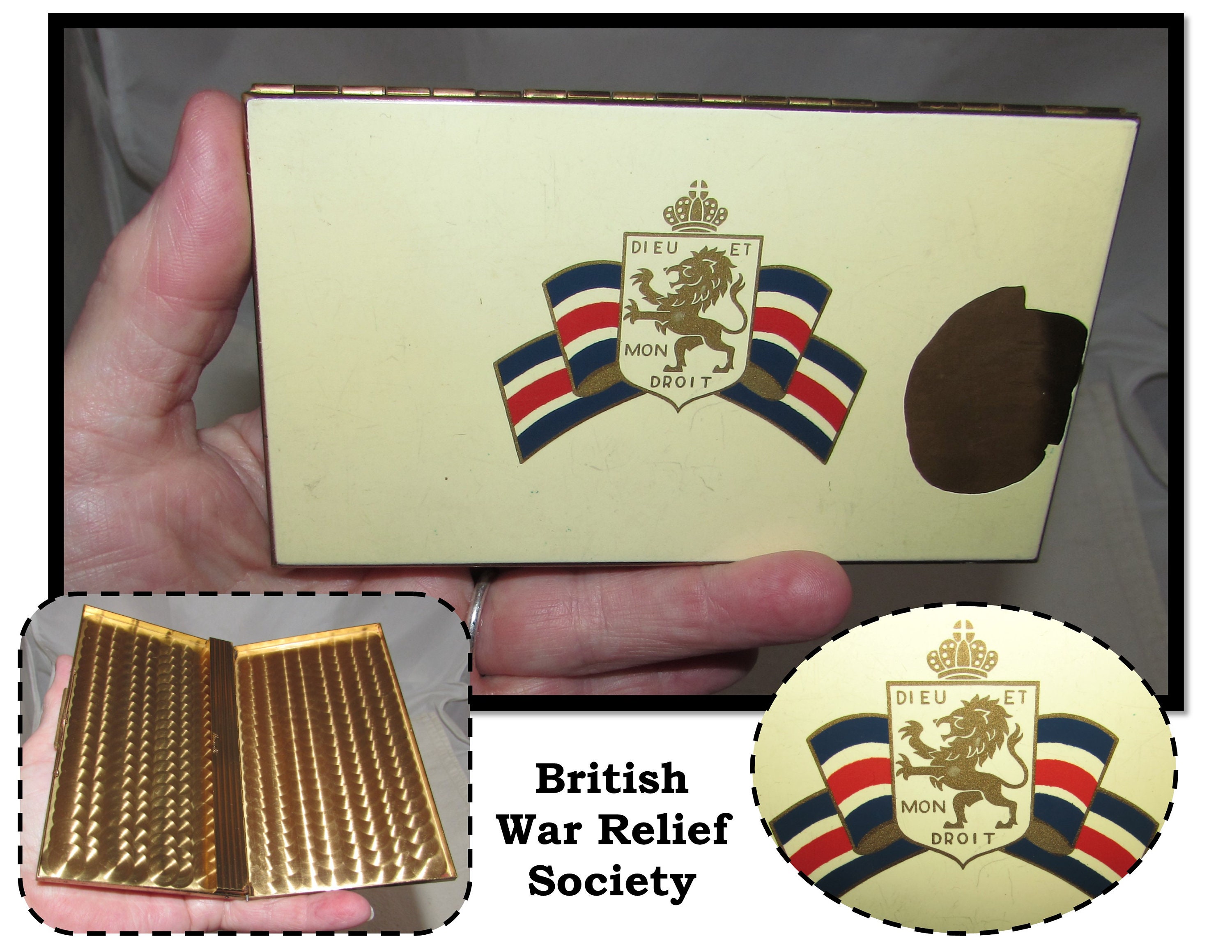 rebel flag cigarette case Vintage Brass Cigarette Case Holder Box With Dieu Et Mon Droit, Rampant  Lion, Henriette