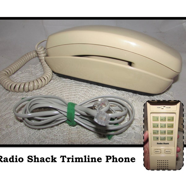 Vintage Beige Trimline Telephone Push Button by Radio Shack - Working Phone