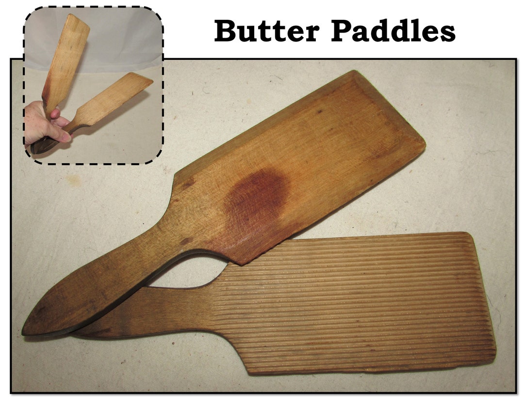 Pair of Vintage Wooden Butter Paddles Ribbed Grooved Butter Etsy