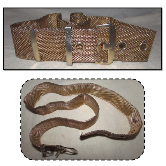 Vintage Woven Gold Tone Mesh Ladies Belt - Etsy display picture 3