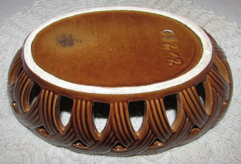 Vintage Brown Ceramic Pierced Bread Basket or Fruit Bowl Mold Etsy