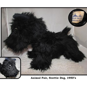Vintage Stuffed Black Scottish Terrier, Scottie Dog Plush Toy by Animal Fair