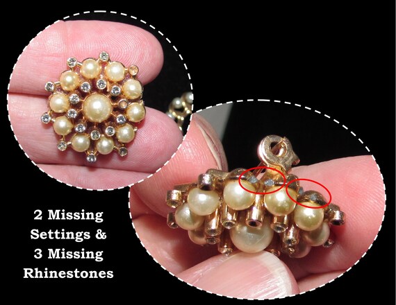 Three - Vintage Gold & Pearl Pins Brooches, Wreat… - image 4