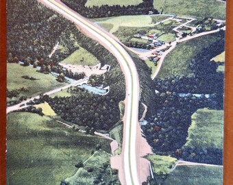 Vintage Souvenir Pennsylvania Turnpike Aerial View Linen Postcard