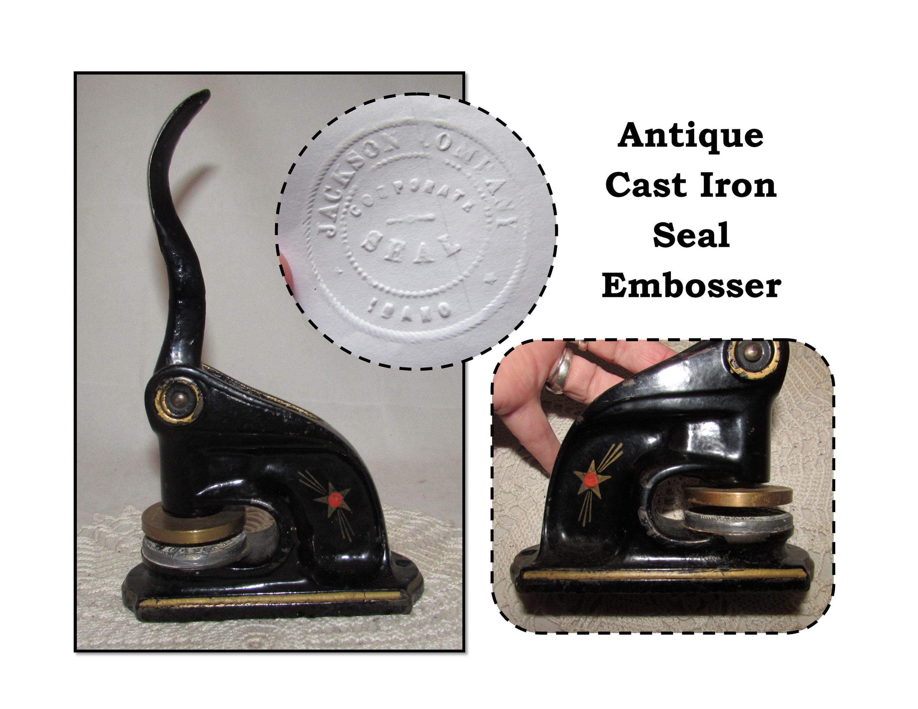 Ornate Cast Iron Antique Vintage c.1900 Revolving Rubber Stamp Holder  Carousel