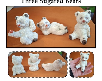 Set of 3 - Vintage Sugared Porcelain Tumbling Bear Figurines