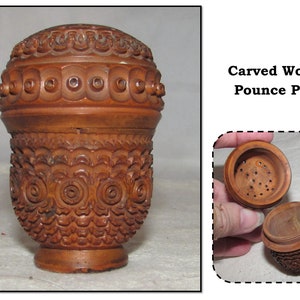 Antique Carved Wood Treen Pounce Pot Sander