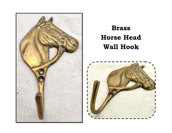 Vintage Brass Horse Head Wall Coat Hook 