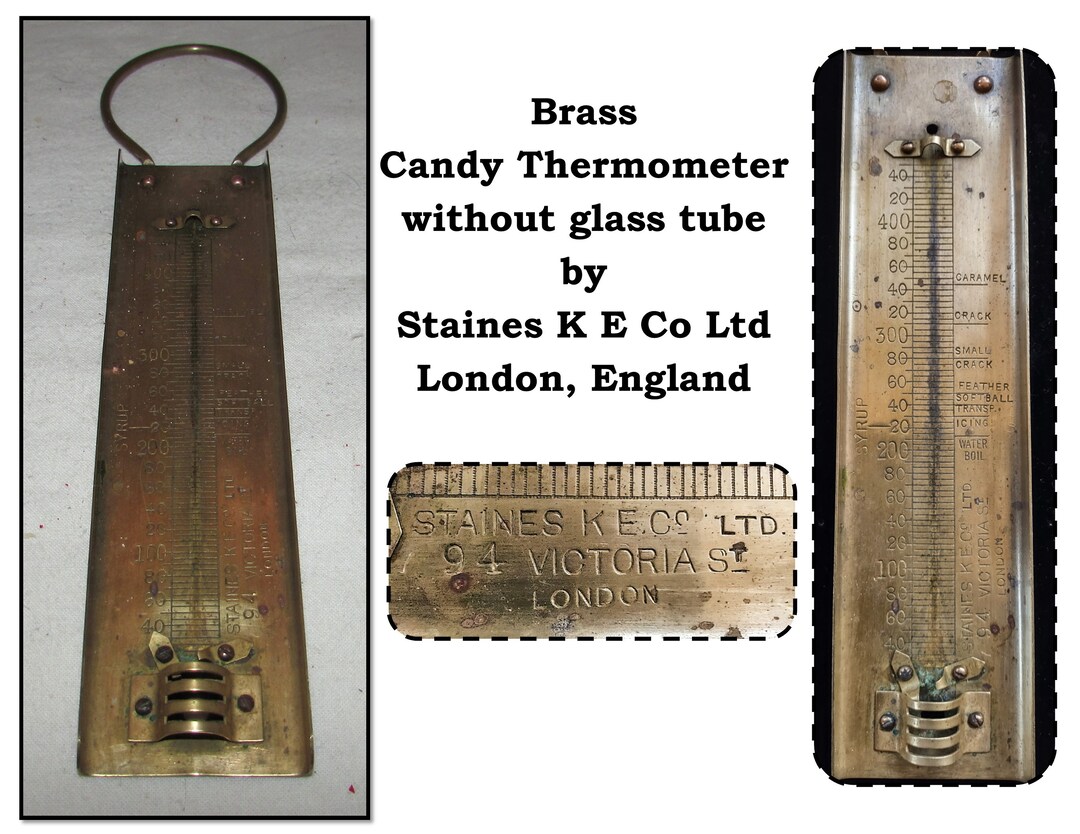Large Antique Brass Candy Making Thermometer by Staines K E Co Ltd