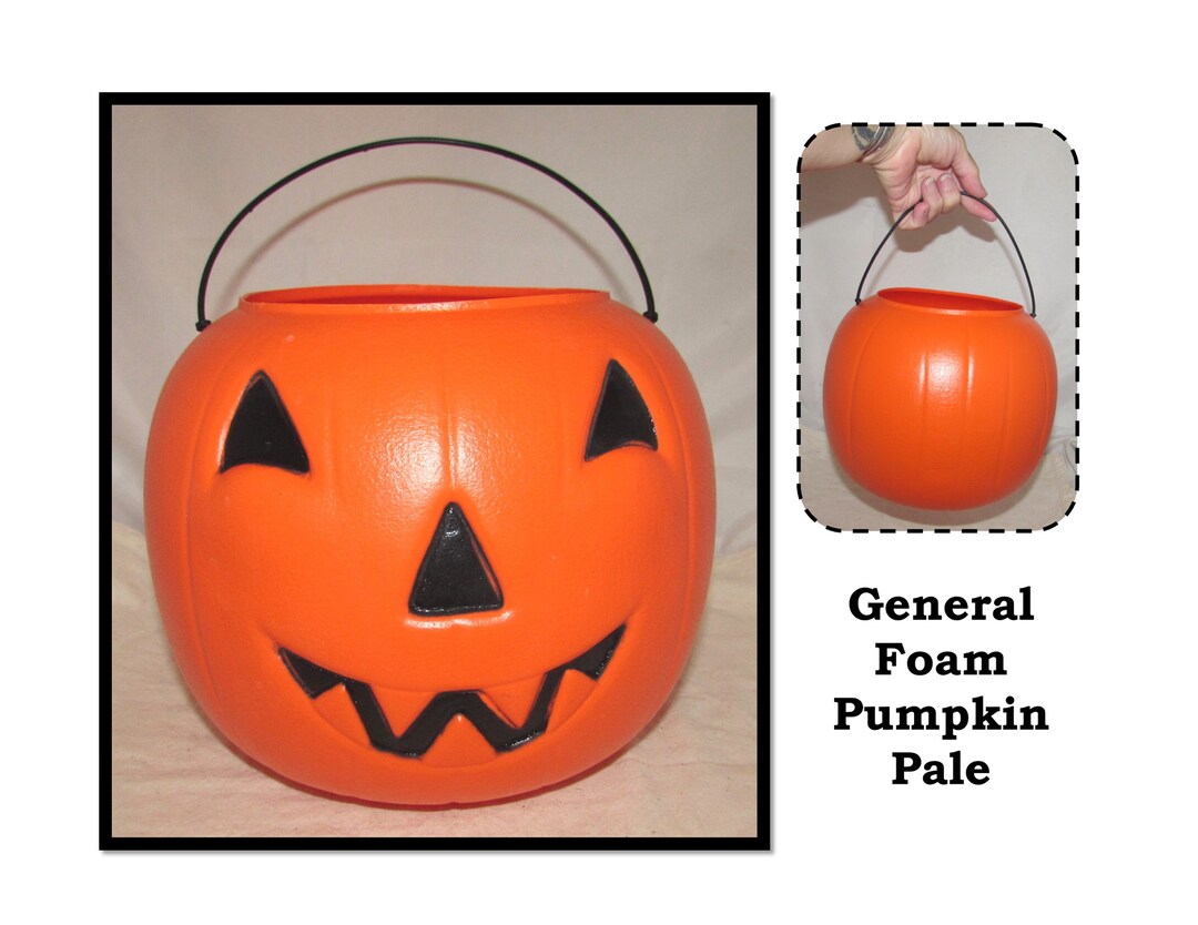 Vintage Orange Jack O Lantern Blow Mold Trick or Treat Halloween Candy ...