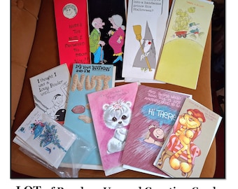 LOT of Vintage UNUSED Greeting Cards - Birthday, Halloween, Get Well, Humorous Note, Thank you