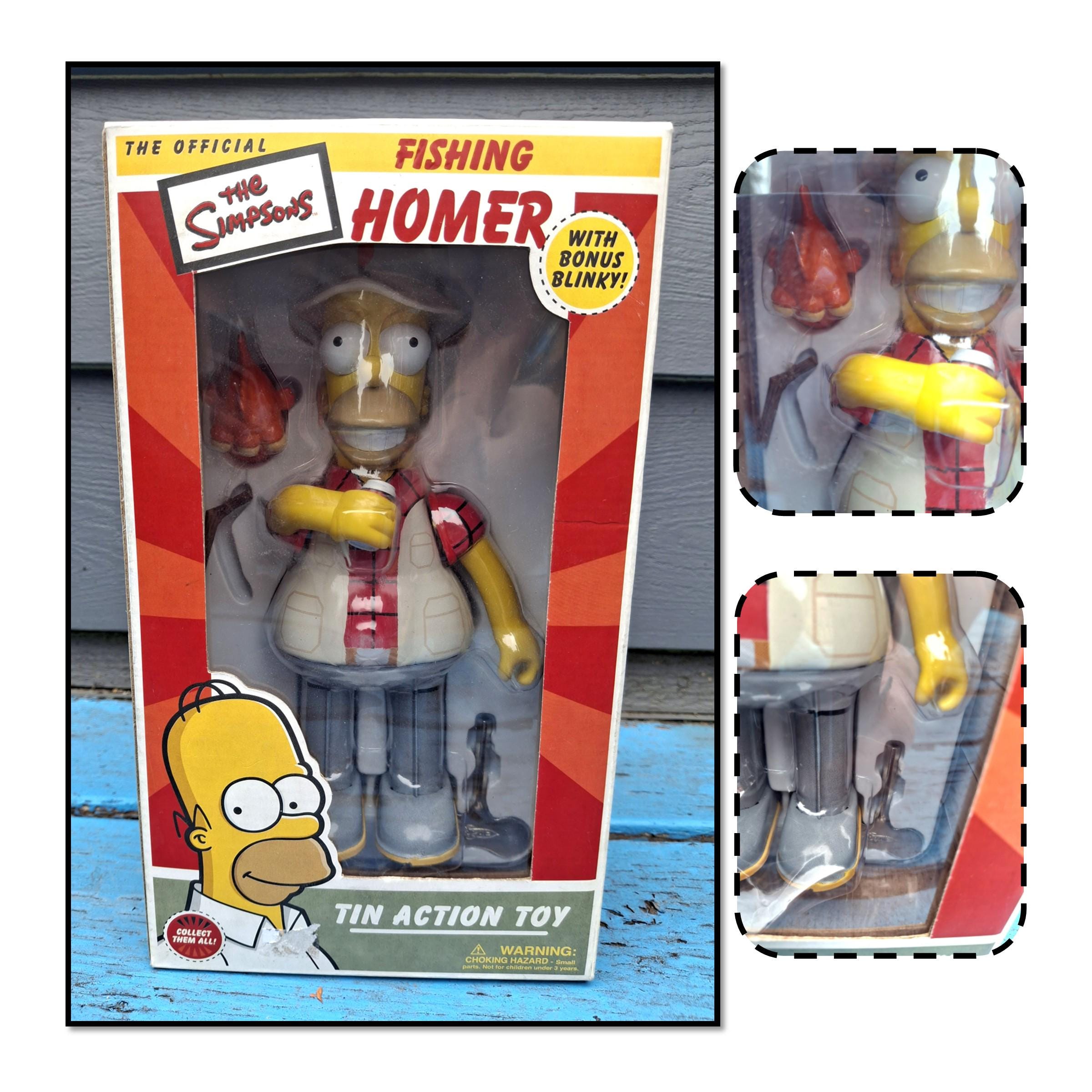Vintage 2003 Fishing Homer Simpson Tin Wind up Action Toy in