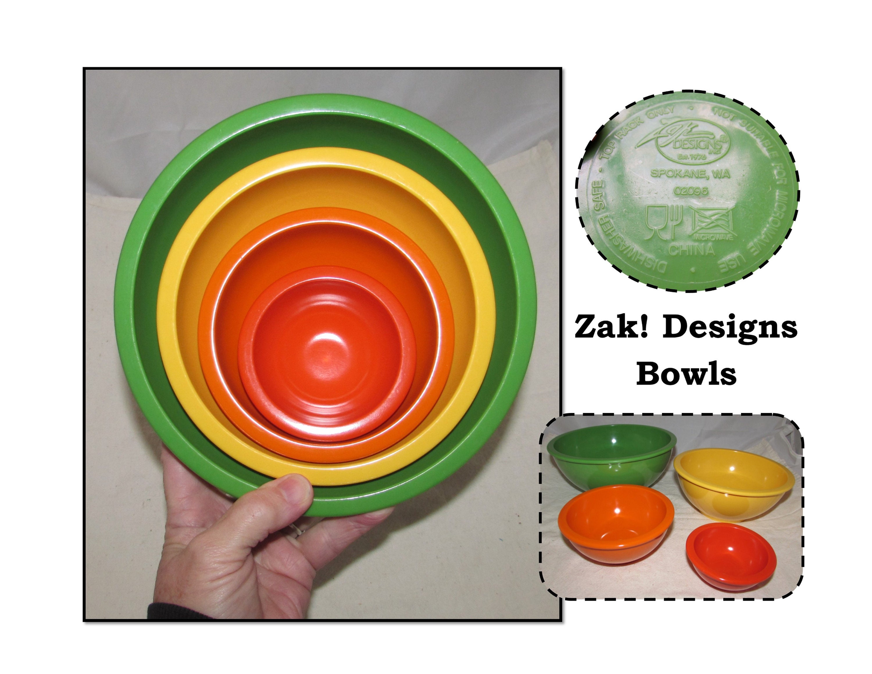 COOK with COLOR Mixing Bowls - 4 Piece Nesting Plastic Mixing Bowl