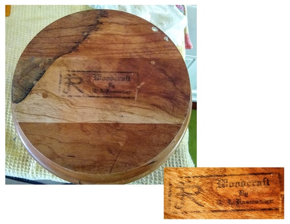 Vintage Handmade Wood Inlaid Round Jewelry Box wi… - image 9