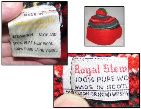 Royal Stewart Wool Tam Beanie Vintage Plaid Lot Vintage Scottish Wool Tam Hat: Royal Stewart Red Tartan  main image 4