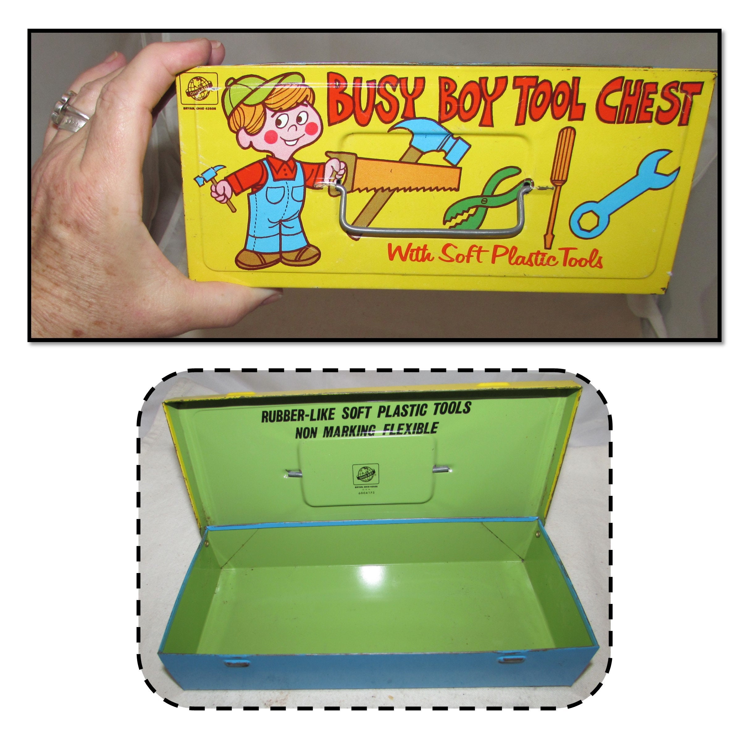 EMPTY - Vintage Metal Busy Boy Toy Chest Box by Ohio Art - Etsy