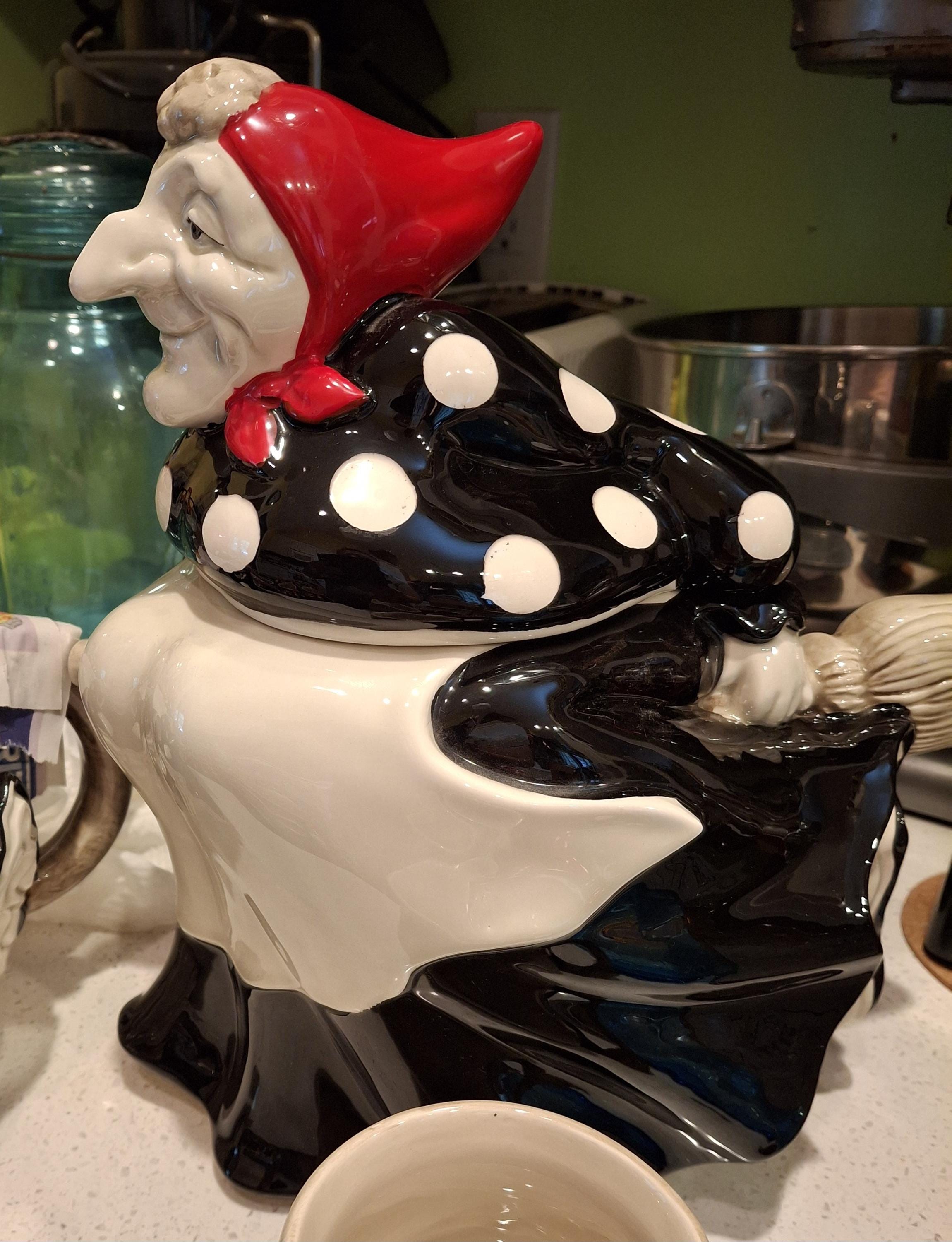 Vintage 1979 Ceramic Fitz and Floyd - Witch on Broom Cookie Jar - Etsy